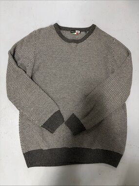 Men's Gray Patterned Crewneck Sweater - Classic Knit